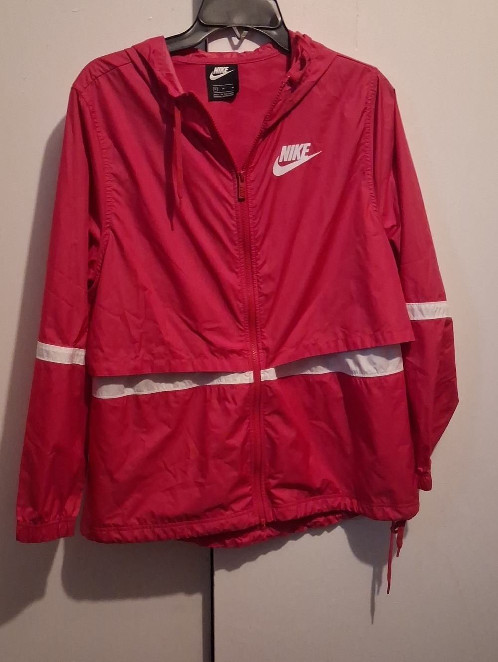 Nike Hot Pink Hooded Windbreaker with White Accents